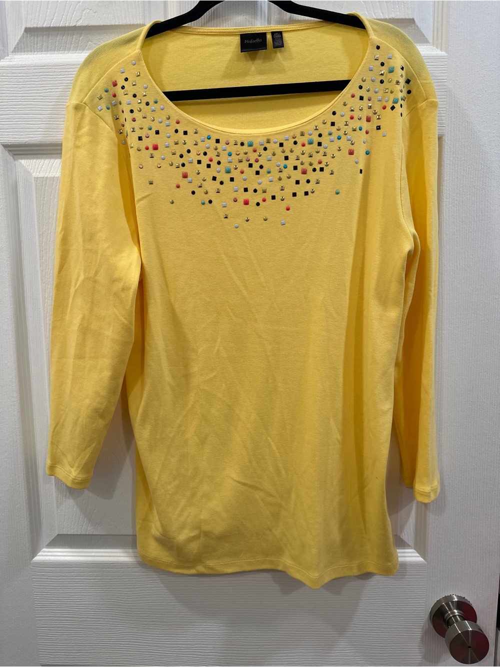 Rafaella Size XXL Yellow Blouse Shirt Top Wearable Art Casual Summer